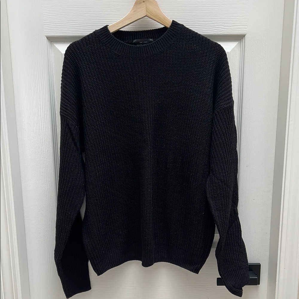OAK + FORT Black Crewneck Knit Sweater